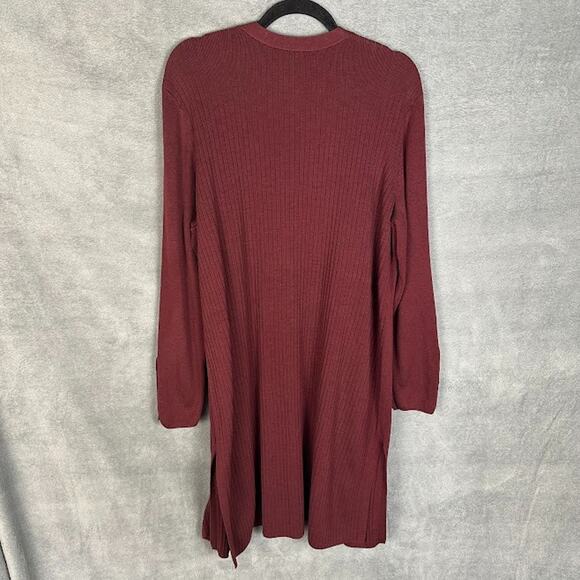 Talbots Sweater Womens 2X Burgundy Cardigan Open Ribbed Preppy Office Minimalist - Picture 7 of 14